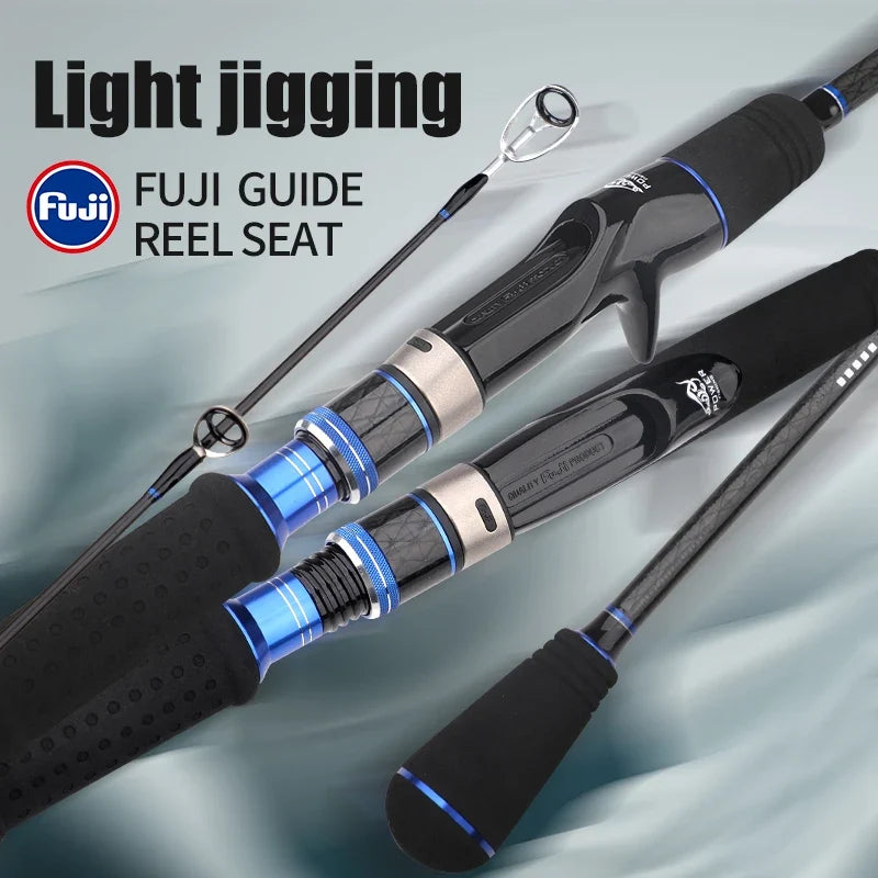 NNEOBA 2-Section Carbon Fiber Fast Jigging Rod PE2-4 Spinning Rod Black
