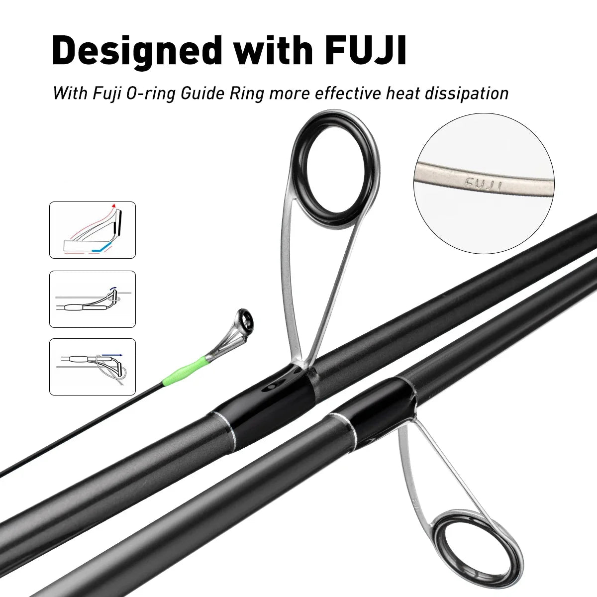 NNEOBA Inshore Spinning Fishing Rod Long Casting Carbon Rod Black