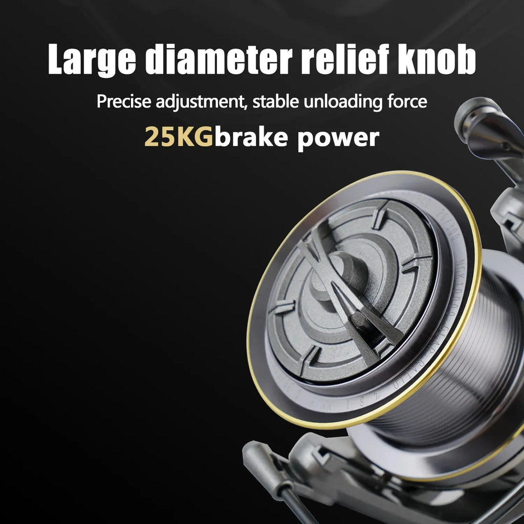 Spinning Fishing Reel 25KG Max Drag 10000 Series Silver