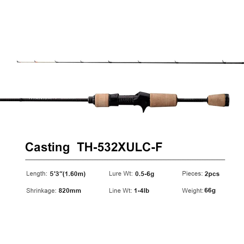 NNEOBA TH-532XULC-F Ultralight Spinning Casting Rod Carbon Brown
