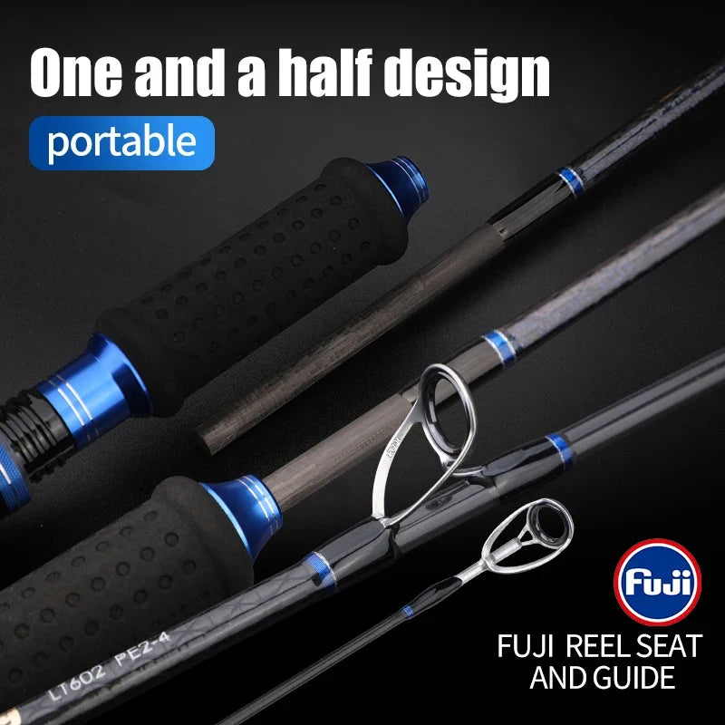 NNEOBA 2-Section Carbon Fiber Fast Jigging Rod PE2-4 Spinning Rod Black