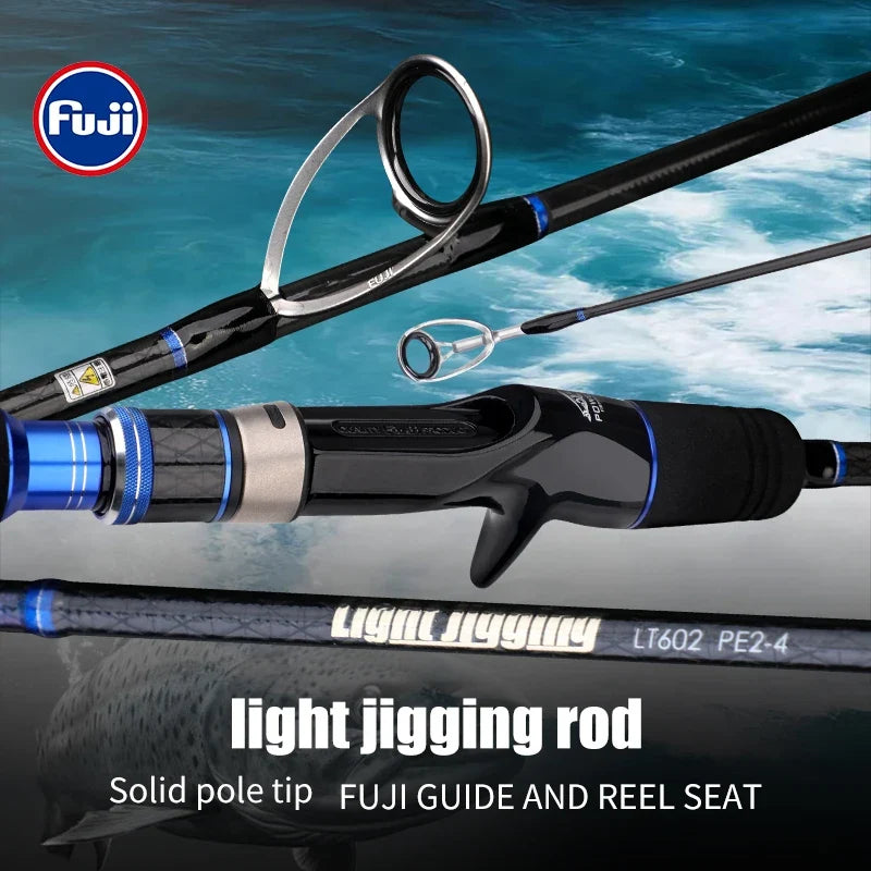 NNEOBA 2-Section Carbon Fiber Fast Jigging Rod PE2-4 Spinning Rod Black